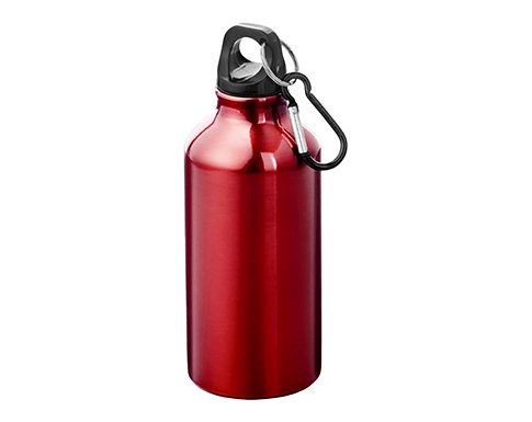 Michigan 400ml Carabiner Aluminium Water Bottles - Red