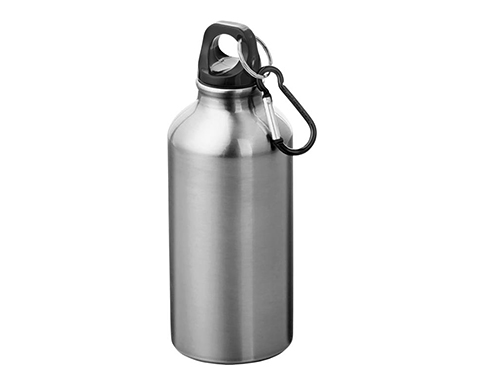Michigan 400ml Carabiner Aluminium Water Bottles - Silver