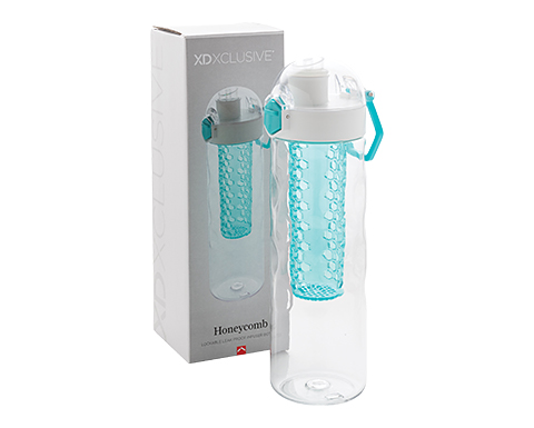 Honeycomb 700ml Lockable Fruit Infuser Tritan Drinks Bottles - Turquoise