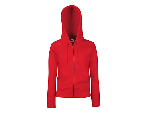 Fruit Of The Loom Premium Lady-Fit Zipped Hoodies - Red