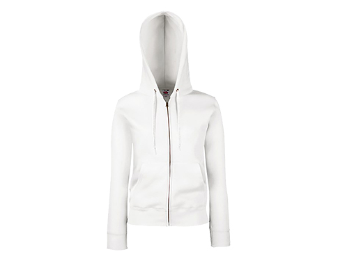 Fruit Of The Loom Premium Lady-Fit Zipped Hoodies - White