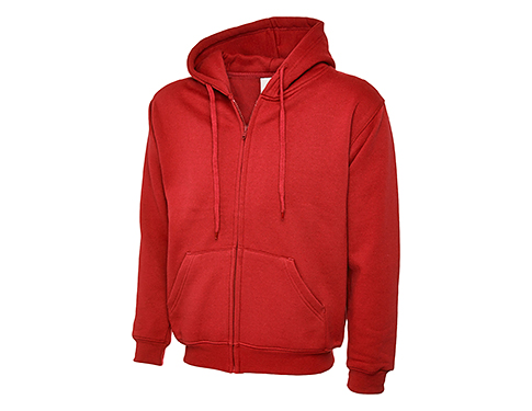 Uneek Adults Classic Full Zipped Hooded Sweatshirts - Red