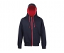AWDis Varsity Zipped Hoodies - French Navy / Fire Red