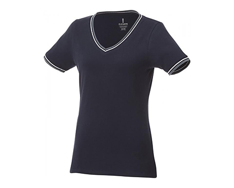Ace Short Sleeve Women's Pique T-Shirts - Navy / Grey / White
