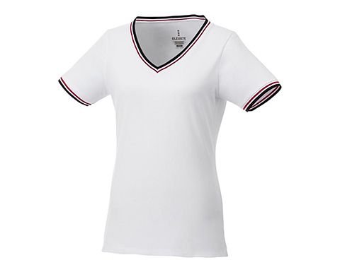 Ace Short Sleeve Women's Pique T-Shirts - White / Navy / Red