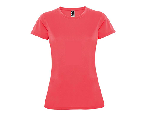 Roly Montecarlo Womens Performance T-Shirts - Fluorescent Coral