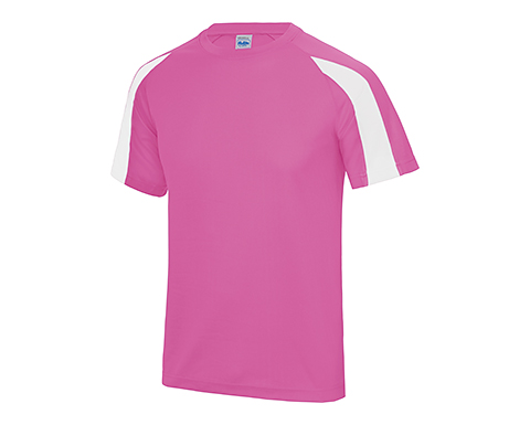 AWDis Contrast Performance T-Shirts - Electric Pink / Black