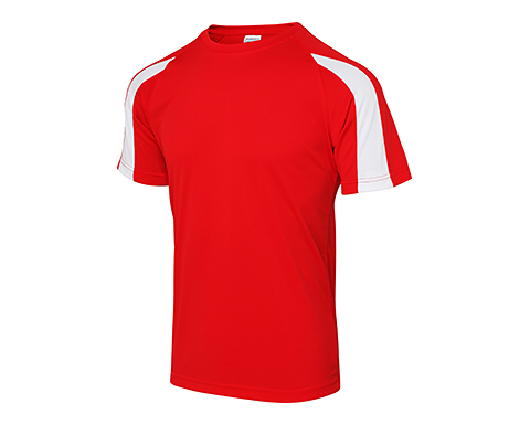 AWDis Contrast Performance T-Shirts - Red / White