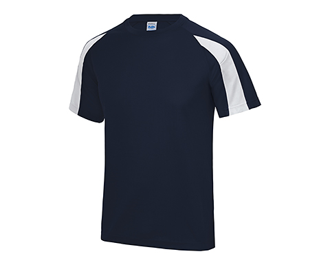 AWDis Contrast Performance T-Shirts - French Navy / White