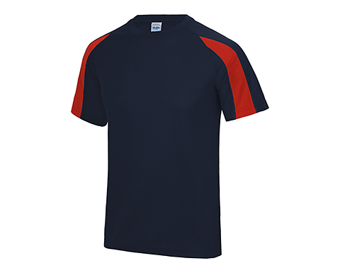 AWDis Contrast Performance T-Shirts - French Navy / Red