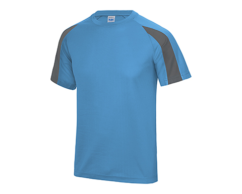 AWDis Contrast Performance T-Shirts - Sapphire Blue / Charcoal