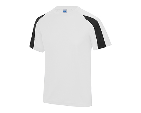 AWDis Contrast Performance Kids T-Shirts - White / Black