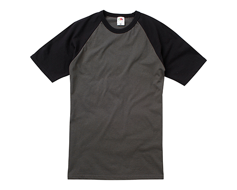Fruit Of The Loom Baseball T-Shirts - Light Grey / Black