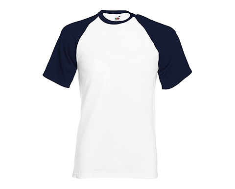 Fruit Of The Loom Baseball T-Shirts - White / Navy Blue