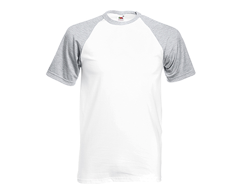 Fruit Of The Loom Baseball T-Shirts - White / Heather Grey