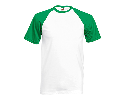 Fruit Of The Loom Baseball T-Shirts - White / Kelly Green