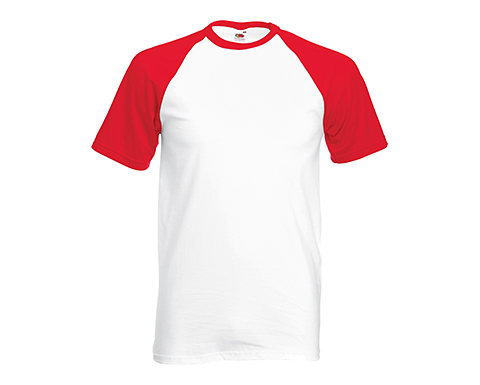 Fruit Of The Loom Baseball T-Shirts - White / Red