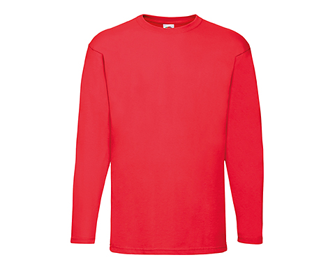 Fruit Of The Loom Long Sleeved Value Weight T-Shirts - Red