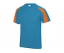 AWDis Contrast Performance Kids T-Shirts - Sapphire Blue / Electric Orange