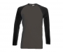Fruit Of The Loom Long Sleeved Baseball T-Shirts - Light Graphite / Black