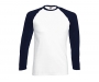 Fruit Of The Loom Long Sleeved Baseball T-Shirts - Deep Navy / White