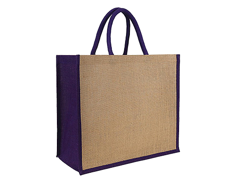 Juniper Natural Jute Tote Bags - Purple