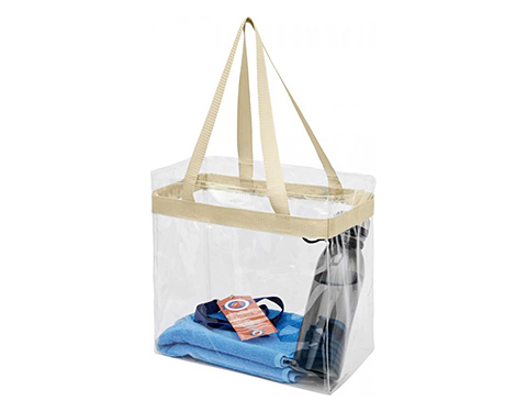 Malibu Clear PVC Tote Bags - Beige
