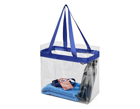 Malibu Clear PVC Tote Bags - Royal Blue