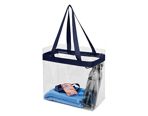 Malibu Clear PVC Tote Bags - Navy Blue