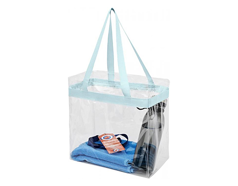 Malibu Clear PVC Tote Bags - Powder Blue