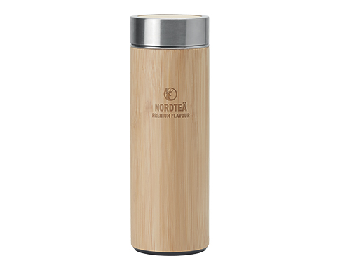 Bamburgh 400ml Bamboo Vacuum Flask With Tea Infuser - Natural