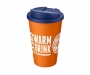 Classic Americano 350ml Take Away Mugs - Mix & Match - Spill Proof Lids - Orange / Blue