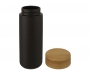 Cotsworld 300ml Double Wall Ceramic Tumblers With Bamboo Lid - Black