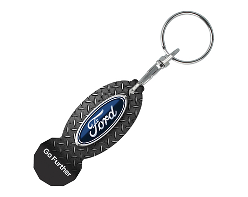 Oval Recycled Trolley Stick Keyring - Coloured