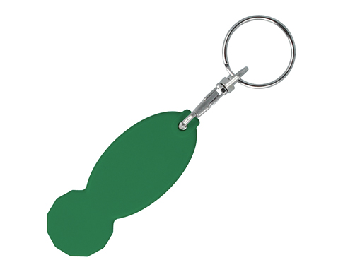 Branded Oval Recycled Trolley Stick Keyrings - Green
