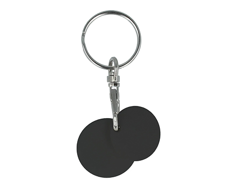 Branded Recycled Multi Euro Trolley Coin Keyring - Black