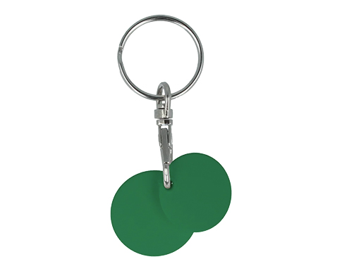 Printed Recycled Multi Euro Trolley Coin Keyring - Green
