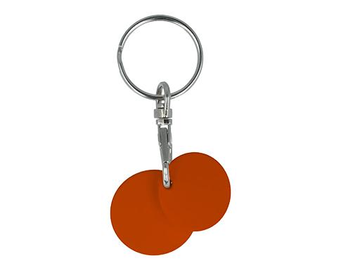 Printed Recycled Multi Euro Trolley Coin Keyring - Orange