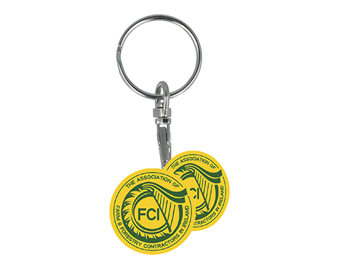 Recycled Multi Euro Trolley Coin Keyring - Coloured