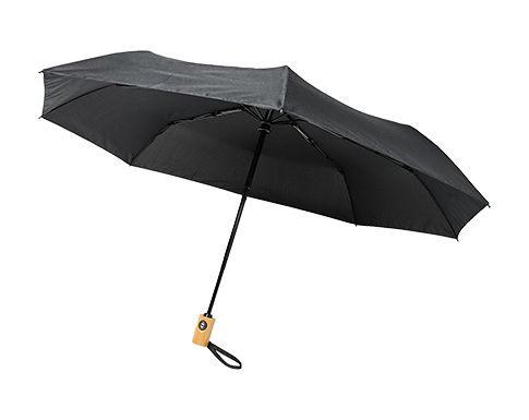 Bologna Foldable Auto Open Mini Recycled Umbrellas - Black