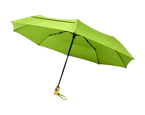 Bologna Foldable Auto Open Mini Recycled Umbrellas - Lime
