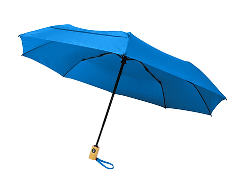 Bologna Foldable Auto Open Mini Recycled Umbrellas - Process Blue