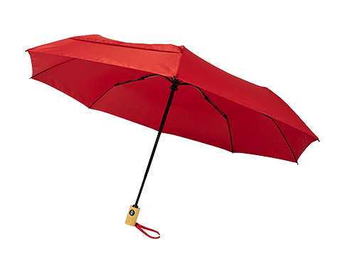 Bologna Foldable Auto Open Mini Recycled Umbrellas - Red