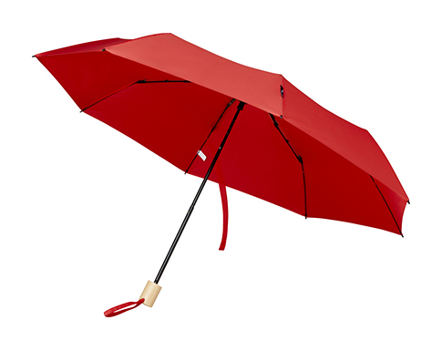 Catania Foldable Windproof Mini Recycled Umbrellas - Red