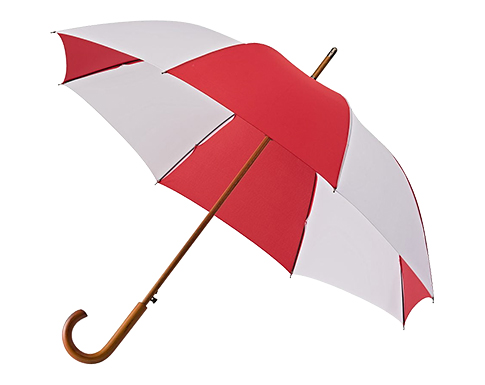 Headingly Executive Automatic WoodCrook Umbrellas - Red/White