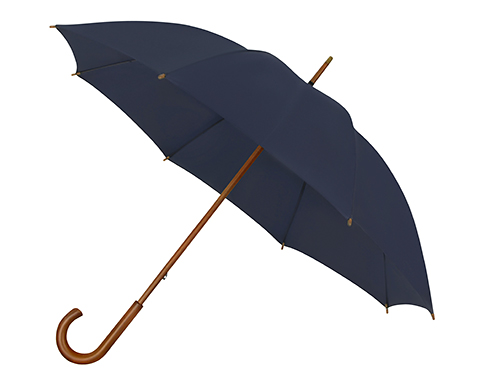 Impliva Buxton Woodstick Recycled PET Walking Umbrellas - Navy Blue