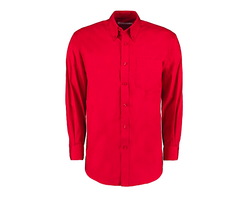 Kustom Kit Men's Corporate Oxford Shirt Long Sleeved Classic Fit - Red